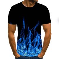 New Summer Fashion 3D printed mens T-shirt 3d colorful fire short-sleeve mens Tee fashion hip-hop Streetwear dropshipping