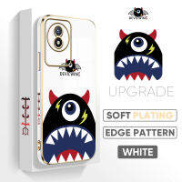 เคส PMP เคสสำหรับ Vivo Y02T Y02A ฟรีสายคล้องการ์ตูน Oneeyed ปีกมารขอบสี่เหลี่ยมรูปแบบปลอกชุบเคสโทรศัพท์ชุบหรูหราชุบเคสโทรศัพท์อ่อน