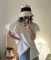 CHAWY พร้อมส่ง ?? Balloon white shirt C3330 เชิ้ตแขนสั้น เชิ้ตแขนสั้นตุ๊กตา เชิ้ตขาว เชิ้ตทำงาน เชิ้ตผู้หญิง