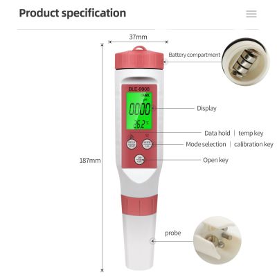 2023 New Blue Tooth 4 In1 PH/TDS/EC/TEMP Meter Digital Water Quality Tester Smart Online Monitor APP Control For Aquariums Pool