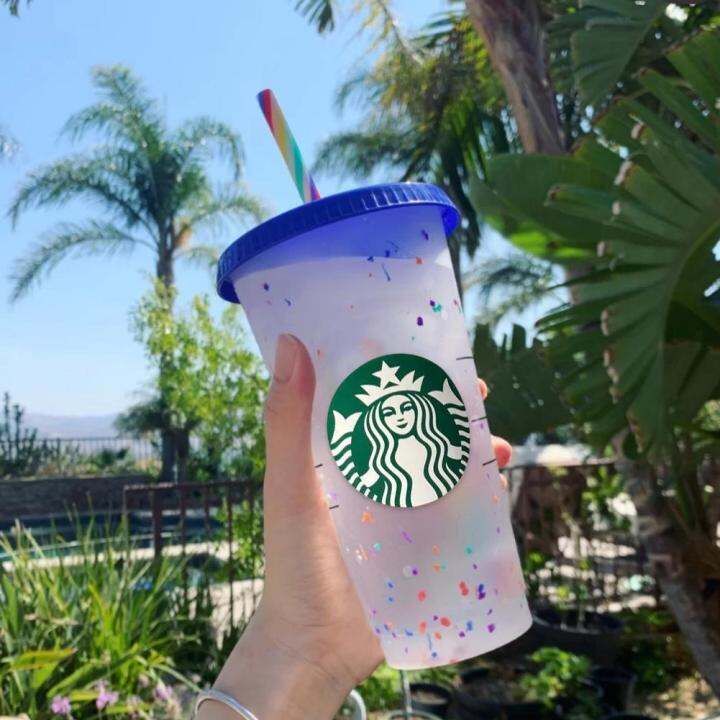 Starbucks Reusable Cup Changing Color Cold Drink Venti Size Colorful