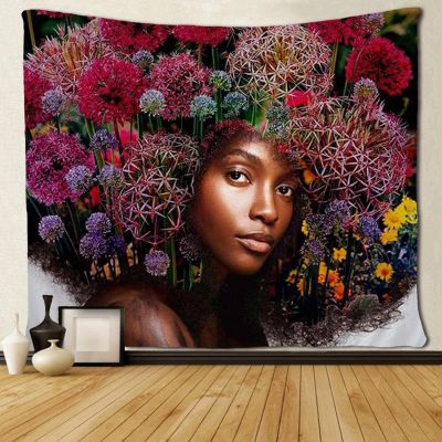 【cw】Black Art Wall Tapestry Hippie Art African American lower Hair Art Tapestries Wall Hanging