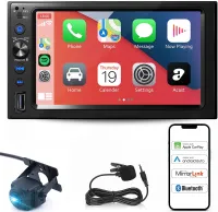 [Carplay Double Din Car Stereo Compatible with Wireless Apple Carplay & Android Auto,Android Auto,MirrorLink,OUSMIN 7