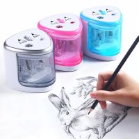 Electric Pencil Sharpener Two Double Holes Switch For 6-12mm Pencils and Color Pencil Cute School Supplies Automatic Sharpeners