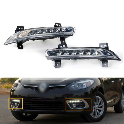 1Pair Car LED DRL Fog Light for Renault Fluence 2014+ Auto Driving Lamp Daytime Running Light Bumper Lamp