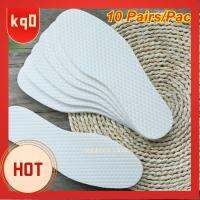 KQ0 10 Pairs/Pack เหงื่อ ผู้ชายและผู้หญิง ผอม ไม้ธรรมชาติ พื้นรองเท้าเยื่อกระดาษ Insoles แบบใช้แล้วทิ้ง แผ่นอนามัย