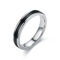 AVECON Fashion Simple Ring เวอร์ชั่นเกาหลีของเครื่องประดับยอดนิยมแหวนคู่สไตล์ย้อนยุคสีดำและสีขาว