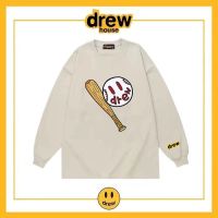 ☊♝Drew House เสื้อเบสบอลคู่รักชายหญิง,เสื้อยืดแฟชั่นสตรีทสุดอินเทรนด์เสื้อยืดแขนยาว