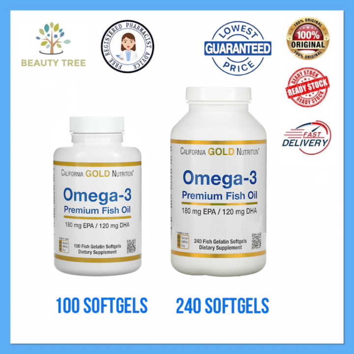 California Gold Nutrition Omega-3 Omega 3 Premium Fish Oil 100 / 240 ...