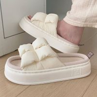 【CC】♝○▣  2023 New Slippers Four Seasons Checked 4cm Thick Soft Sole Indoor Bedroom Couple Floor