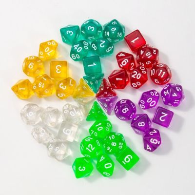 OAK อะคริลิค ชุดลูกเต๋า Polyhedral 10สี ลูกเต๋าเกม ของใหม่ ชุดลูกเต๋าดิจิตอล เกมเกม