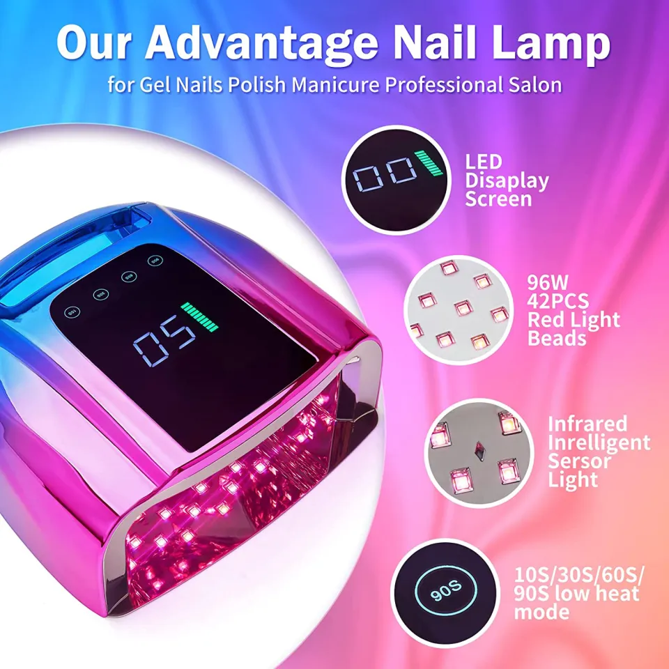 96W Rechargeable UV LED Nail Lamp Cordless Portable Nail Dryer UV Light For Curing  Gel with Removable Stainless Steel Bottom Lazada