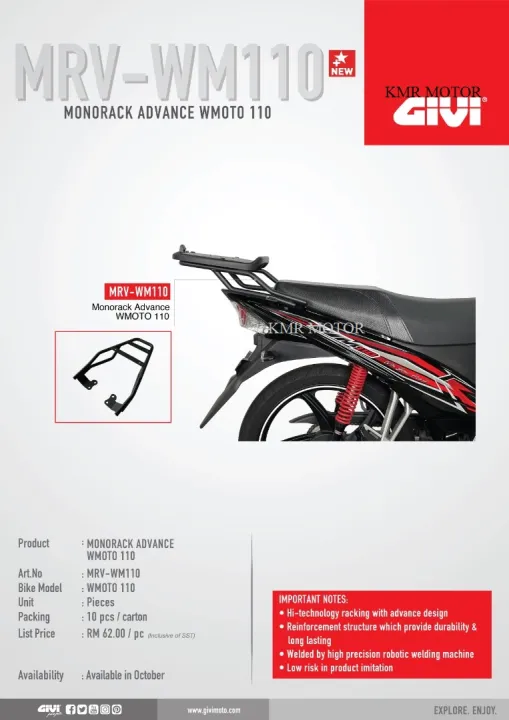 Givi Box Rack Monorack Wm Advance Wmoto Lazada