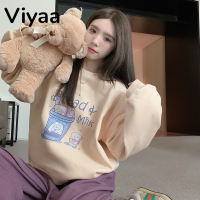 Viyaa เสื้อฮู้ด เสื้อแขนยาวอบอุ่น หลวมและสบาย วินเทจ สไตล์ สไตล์ ทันสมัย WWY2391BT5 38Z230919