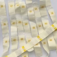 50pcs Golden polyester cloth number size labels Cream-white size label 34 36 38 40 42 44 46 48 Stickers Labels