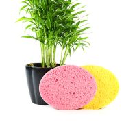 【CW】┅☬  Ellipse/Circle Puff Wood Pulp Cleanser Washing Face Sponge Makeup Tool(color random)