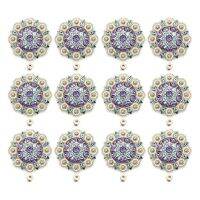 【cw】 12pcs/lots ligh purple Diameter 3.7CM Metal flower Conchos white rhinestone decoration accessories