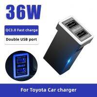 36W Dual USB Car Charger For Toyota Corolla Camry RAV4 QC3.0 Quick Charging Adapter with LED Atmosphere Light Accessories