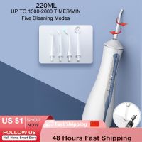 ZZOOI Oral Irrigator Dental Water Flosser Portable USB Rechargeable Water Jet Floss Tooth Whitening 360° Rotating 4 Modes IPX7 220ml