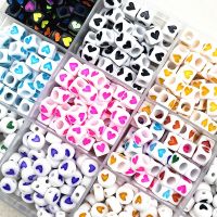 100pcs 6X6mm 7x4mm Spaced Acrylic Round Beads Love Heart Shape Beads for Jewelry Making DIY Charms Handmade Bracelet Accessories