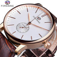 นาฬิกาข้อมือ Forsining ชาย S นาฬิกาจักรกลอัตโนมัติ Sub-Dial สีดำ Ultra-Thin Analog นาฬิกาเข็มขัดหนัง Horloge Mannen. ของขวัญ