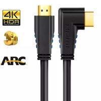 2.0 HDMI 4K สายเคเบิลเชื่อมต่ออะแดปเตอร์มุมขวา90องศา4K60Hz สายเคเบิล HDMI อีเทอร์เน็ตโค้ง HDR HDCP 2.2สาย HDMI มุม