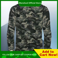 MARUHOOL ใหม่แขนยาวพรางเสื้อยืดผู้ชายกลางแจ้งยุทธวิธีทหารเสื้อยืดแห้งเร็ว