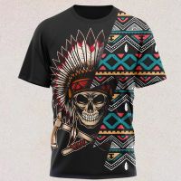 Summer T Shirt Indian Skull 3D Printing Personality Casual Couple T-shirt O-Neck Pullover Short Sleeve Breathable Tops Tee shirt