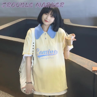 TroubleMaker เสื้อแขนสั้น แขนสั้นเสื้อยืด เสื้อ poloการออกแบบสไตล์วิทยาลัยอเมริกัน วินเทจ 2023 NEW WPL23900DV 37Z230912