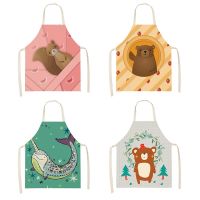 Cute Parent-child Apron Small Animal Print Kitchen Apron Ladies Cotton and Linen Cooking Cleaning Tools фартуки Tablier Cuisine