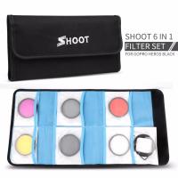 SHOOT 6 in 1 52mm Filter for GoPro Hero 5 6 7 Black Waterproof Case Hero5 Diving UV Yellow Red Filter for Go Pro Accessories Set