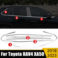 สำหรับโตโยต้า RAV4 2019-2021 2022 2023 RAV 4 XA50ไฮบริดสแตนเลสรถหน้าต่างเสาโพสต์ปกแถบตัดสติกเกอร์อุปกรณ์เสริม