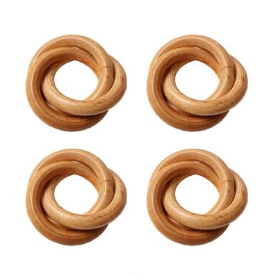4Pcs Wood Napkin Rings, Wood Circles for Macrame Napkin Buckles, Napkin Ring Holders for Farmhouse, Wedding, Table Decor