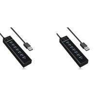 2X USB Hub, 7 Port USB 3.0 Hub LED Portable High-Speed Compatible for Air, Mini/Pro, Surface Pro, PC Laptop