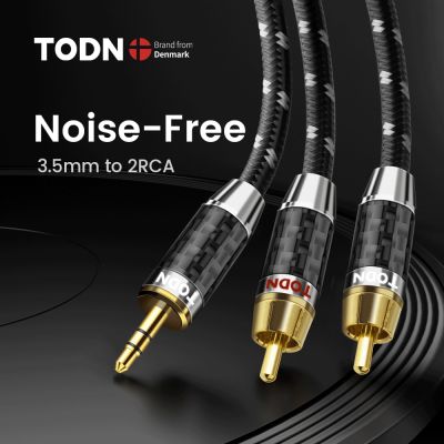 TODN สายเคเบิล RCA ไฮไฟสเตอริโอ3.5มม. ถึง2RCA สาย AUX เสียงแจ็ค RCA 3.5 Y สำหรับเครื่องขยายเสียงโฮมเธียเตอร์สายสายเคเบิ้ลอาร์ซีเอ