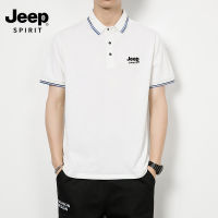 JEEP เสื้อยืดแขนสั้นสำหรับผู้ชาย,เสื้อยืดผ้าฝ้ายบริสุทธิ์แฟชั่นชายบางเหมาะกับทุกชุดมีปกแบบลำลองเสื้อโปโลธุรกิจ