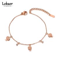 Lokaer คริสตัลรูปปลากำไลข้อมือรูปสัตว์,สุดอินเทรนด์สำหรับสร้อยนาฬิกาผู้หญิงสแตนเลสและสร้อยข้อมือโซ่สำหรับ B20001ของขวัญวันเกิด