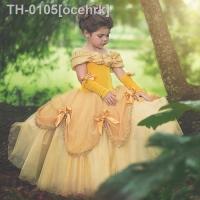 ♟❦♣ ocehrk de princesa com luvas para crianças Halloween Trajes festa Natal Amarelo Fora do ombro Vestir Moda