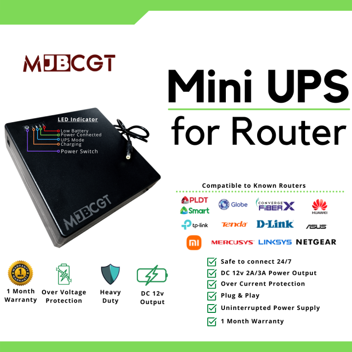 MJBCGT Mini UPS for PLDT, Converge, Smart, SKY and Globe Router, DVR