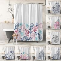 Baltan HOME LY1 White Background Blue Line Ocean Shower Curtain Fish Coral Aquatic Plant Bathroom Curtain Polyester Waterproof Digital Printing