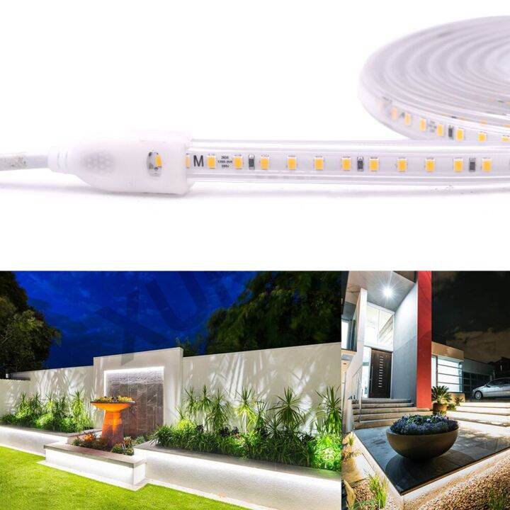 led-strip-220vกันน้ำ2835ความปลอดภัยสูงความสว่างสูง120leds-mไฟledกลางแจ้งled-strip-lightสำหรับdiyคริสต์มาสวันหยุดไฟตกแต่งสำหรับบันไดบ้านทางเดินห้องครัวห้องนั่งเล่นในร่ม