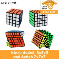 Qiyi ลูกบาศก์ความเร็วลูกบาศก์เวทย์มนต์มืออาชีพ2X2x2สีดำ3X3x3 4X4x4 7X7x7 6X6x6 5X5x5ของเล่นสำหรับเกมเพื่อการศึกษา