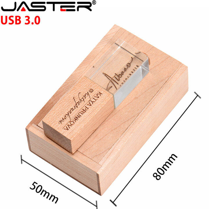 jaster-10ชิ้นจำนวนมาก-usb-3-0แฟลชไดรฟ์คริสตัลกล่องไม้-memoy-ติดเมเปิ้ลฟรีโลโก้ที่กำหนดเองไดรฟ์ปากกาสร้างสรรค์ของขวัญแต่งงาน64กิกะไบต์