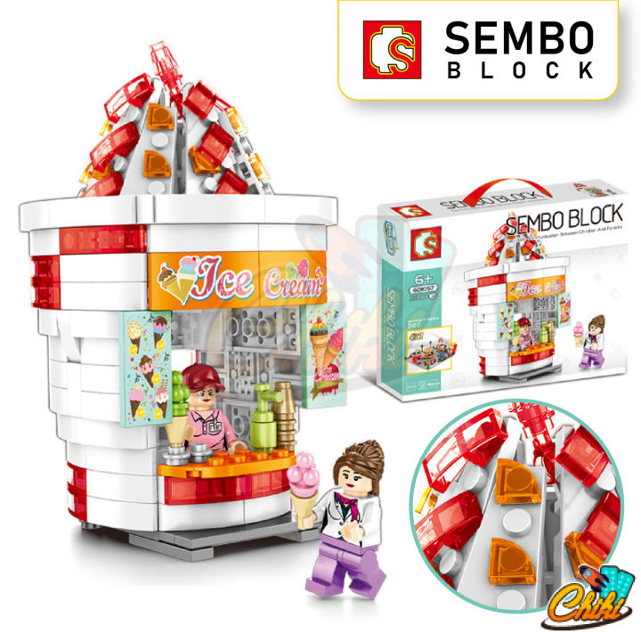 ตัวต่อเลโก้-sembo-block-ร้านค้าสตรีทฟู้ด-street-food-sd601055-sd601058