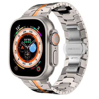 สายรัดสีไทเทเนียมพิเศษสำหรับนาฬิกา Apple วงดนตรีสำหรับ IWatch โลหะหรูหรา49มม. 45มม. 44มม. 42 CarterFa สแตนเลสสร้อยข้อมือเหล็ก8 7 6 5 4 Se