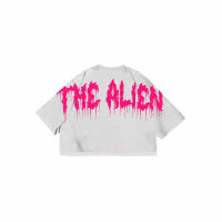 g2ydl2 แฮฟ เสื้อยืดครอป - The Alien สีขาว