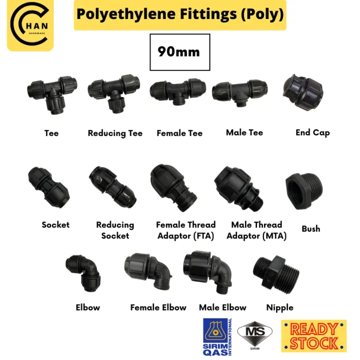 [90mm] Poly Fittings Polyethylene Pipe Fittings Lazada