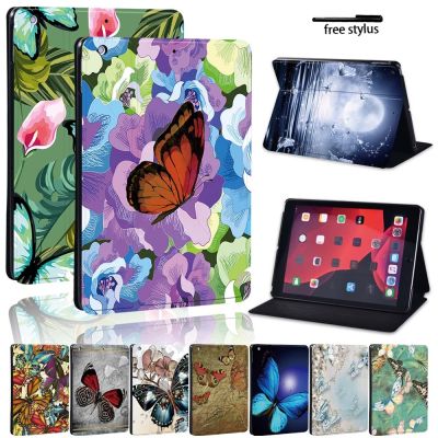 Butterfly Tablet case For Apple iPad 9 10.2 quot; 2021 9th Gen PU Leather Stand Tablet Dustproof Foldable Protective Cover Case Pen