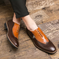 Mens Shoes Fashionable Pu Leather Lace-up Shoes Handmade Casual Formal Stylish Spring Oxfords Shoes Mens Shoes Casual YX009