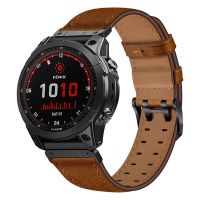 หนังเครซีฮอร์สสายนาฬิกาข้อมือสำหรับ Garmin Fenix 7X 6X Pro 5X Plus/Enduro/Descent Mk2 Mk2i สายรัดข้อมือ26Mm Quickfit